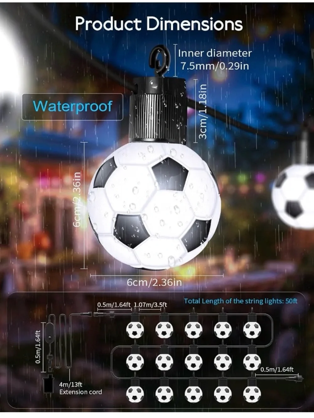 World Cup Soccer Ball Smart Outdoor String Lights 2026. Brand New